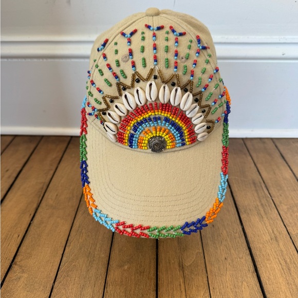 Accessories - Boho Rainbow Sun Beaded Shell Beach Baseball Hat